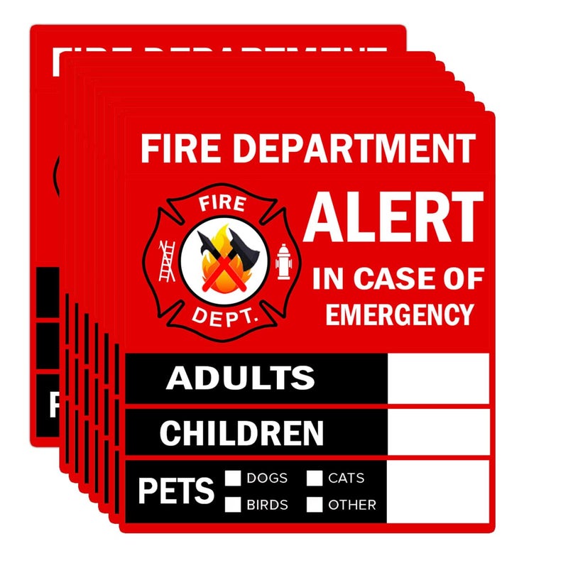 Remarkabel Emergency Alert People and Pet Finder Sticker/Decal - Adults, Children and Pets, 4X4.5 inch Fire Department and Rescue Safety Alert Decal for Window and Door Application (8 Pack) - Image 1