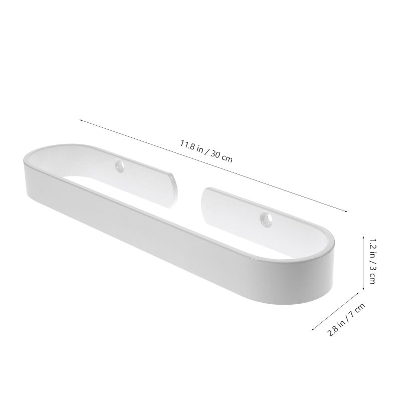 White 30cm Punch Free Aluminium Alloy Bathroom Towel Bar and Ring Holder - Image 3