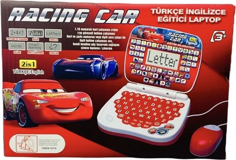 EC Shop Gemril Şimşek Mcqueen Educational Laptop 100 Functions English and Turkish Children's Computer
