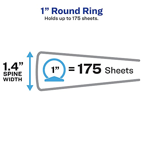 Avery Flexi-View 3 Ring Binders, 1 Inch Round Rings, Assorted Colors (Black, Burgundy, Navy Blue), Pack of 12 Binders (17688) - Image 3