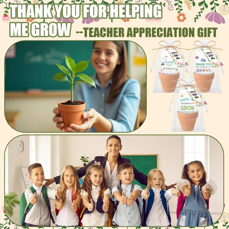 Reallnaive Thank You for Helping Me Grow Envelopes Seed Packets Teacher Appreciation Gifts Include 24 Mini Terracotta Pots Seed Packets 24 Self Adhesive Envelopes Thank You Tags Gifts - Image 5