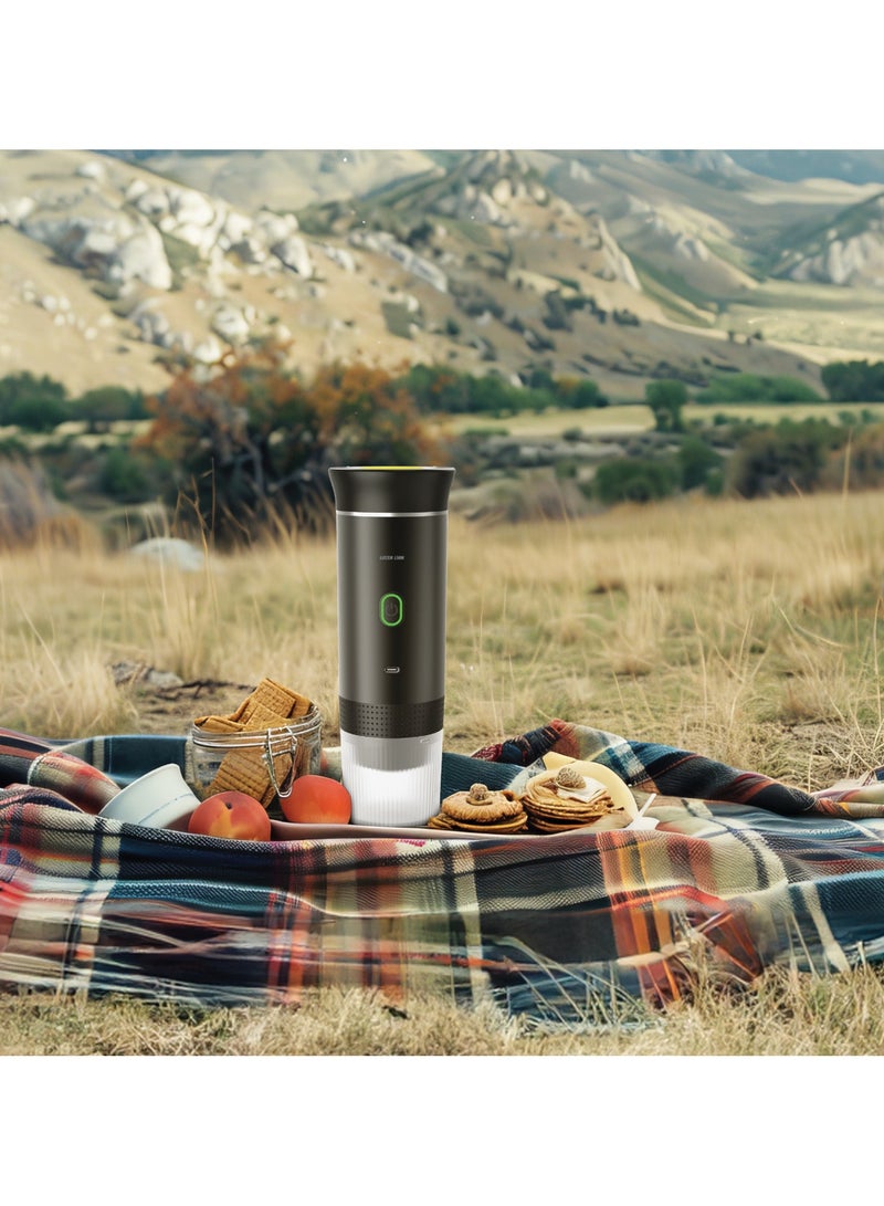 GREEN LION Coffee Maker Lite / Hot & Cold Extraction / 60 Seconds Extract Time / 20 Bar Pump Pressure / Overheat Protection / Type-C Charging / Big & Small Capsule Holder / Coffee Powder Holder - Black - Image 2