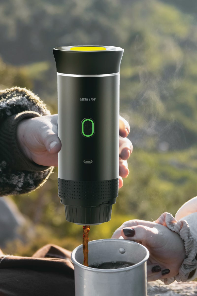 GREEN LION Coffee Maker Lite / Hot & Cold Extraction / 60 Seconds Extract Time / 20 Bar Pump Pressure / Overheat Protection / Type-C Charging / Big & Small Capsule Holder / Coffee Powder Holder - Black - Image 3