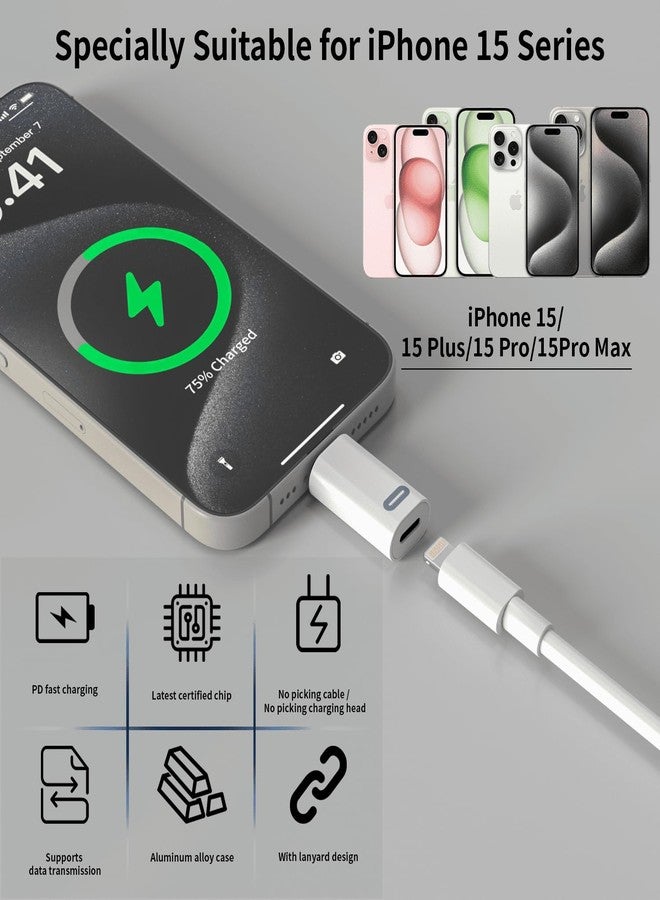 DesofIcon Lightning to USB C Male Adapter, [MFi Certified] 2 Pack USB-C Male to Lightning Female Adapter for iPhone 16 15/15 Pro/15 Pro Max/15 Plus, iPad Pro/Air, Support 35W PD Fast Charging & Transfer Data - Image 3