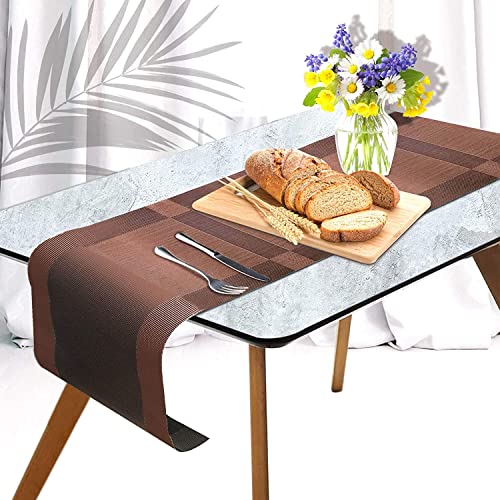 TASKHOUSE Placemats with Table Runner Set Woven Vinyl Heat Resistant Washable Tablemat for Dining Table (1 Table Runner and 8 Placemats - Brown) - Image 4