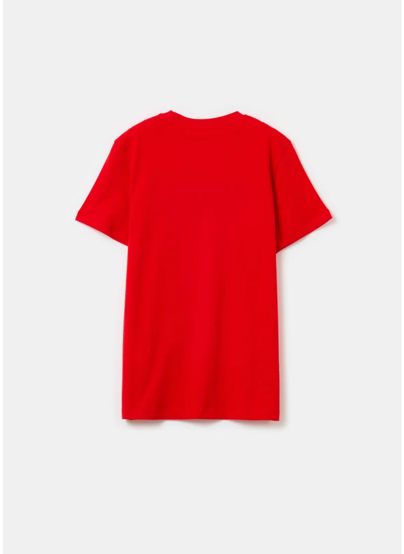 او في اس Printed Cotton T-Shirt