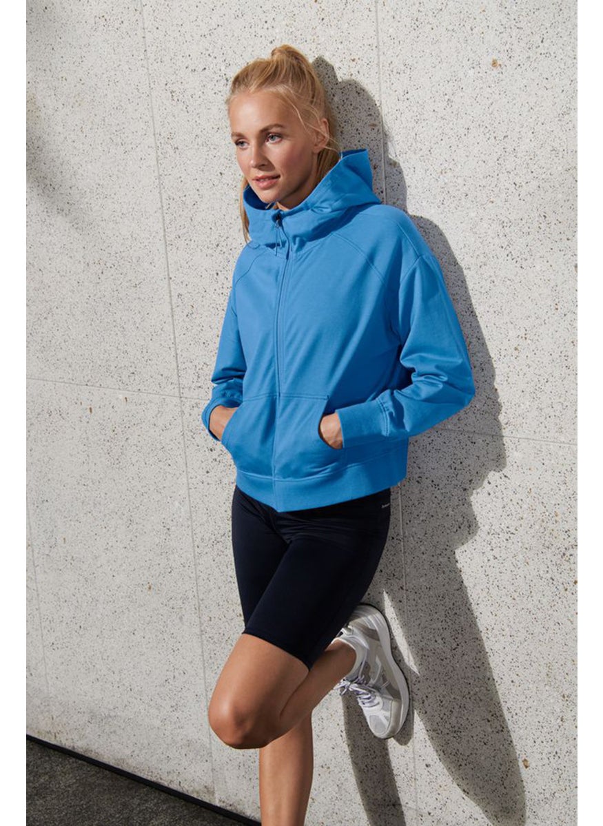 Tchibo Women Regular Fit Long Sleeves Training Hoodie, Blue  - Image 1