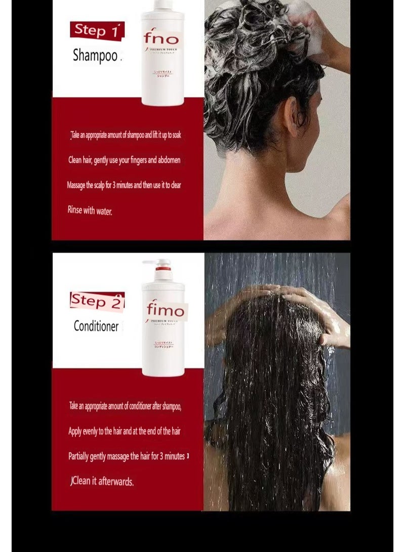 Fino Premium Touch Moist Shampoo 550 ml & Conditioner 550 ml & treatment mask 230 gm & Hair oil 70 ml hair care set Strengthen, nourish and restore dry hair, dry scalp and damaged hair - Image 4