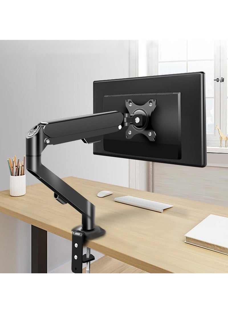 Monitor Desk Mount Single Arm Stand, Full Motion Monitor Arm with Gas Spring for 13 to 32 Inch LCD LED Computer Monitor