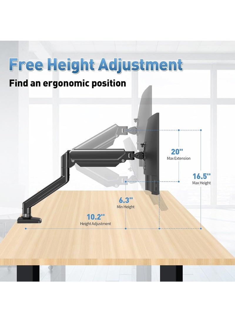 Monitor Desk Mount Single Arm Stand, Full Motion Monitor Arm with Gas Spring for 13 to 32 Inch LCD LED Computer Monitor