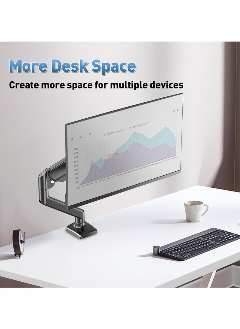 Monitor Desk Mount Single Arm Stand, Full Motion Monitor Arm with Gas Spring for 13 to 32 Inch LCD LED Computer Monitor