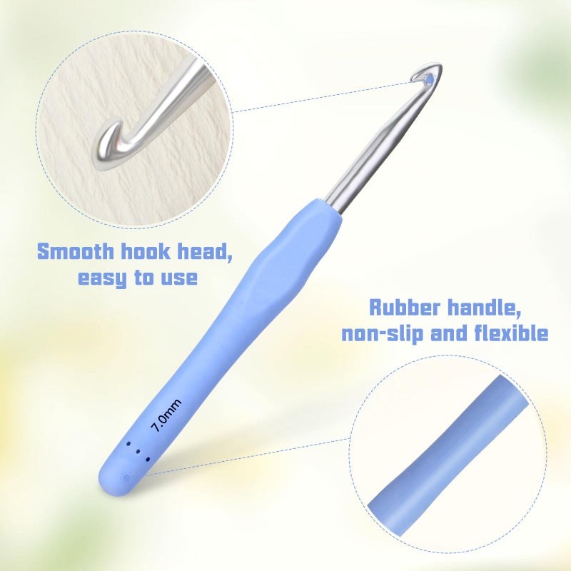SHWAKK Crochet Hook, 7.0 mm Ergonomic Crochet Hook, Crochet Needles, Ergonomic Handle Crochet Hooks, Knitting Needles with Soft Handle Beginners and Experienced Hobbyists (7.0 mm) - Image 3