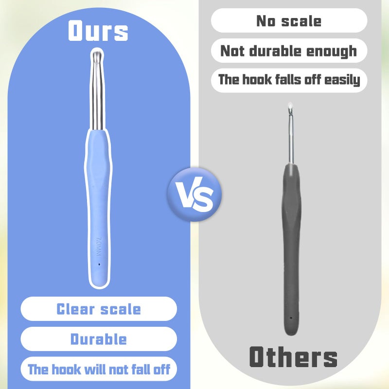 SHWAKK Crochet Hook, 7.0 mm Ergonomic Crochet Hook, Crochet Needles, Ergonomic Handle Crochet Hooks, Knitting Needles with Soft Handle Beginners and Experienced Hobbyists (7.0 mm) - Image 5