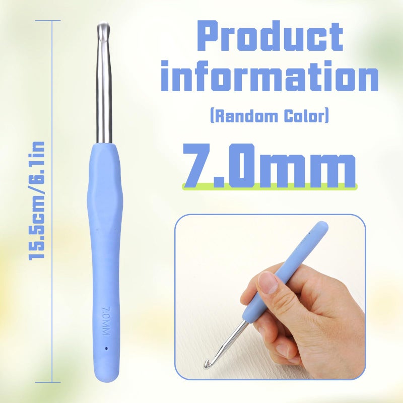 SHWAKK Crochet Hook, 7.0 mm Ergonomic Crochet Hook, Crochet Needles, Ergonomic Handle Crochet Hooks, Knitting Needles with Soft Handle Beginners and Experienced Hobbyists (7.0 mm) - Image 2
