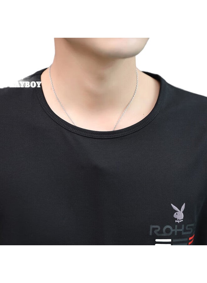 PLAYBOY Long-Sleeve T-Shirt For Men, Spring And Autumn Men'S Trendy Undershirt, Solid Color Cotton Top, Casual Menswear - Image 2