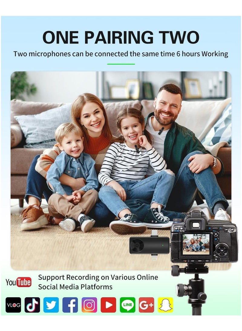 GUDOO Mini Microphone for iPhone Android Camera iPad USB-C, 4 in 1 Professional Wireless Lavalier Lapel Microphone for Recording, Live Stream, YouTube, Facebook, TikTok, Vlog (2 Mics)  - Image 2