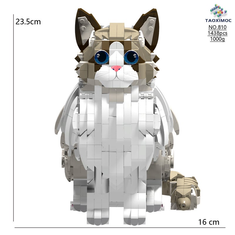Large Ragdoll Cat Building Blocks Set, Premium DIY Brick Model, Compatible with Major Building Brick Systems, Cute Cat Collectible Display Toy for Teens & Adults, Creative Gift for Eid, Birthday & Home Decoration - Image 1
