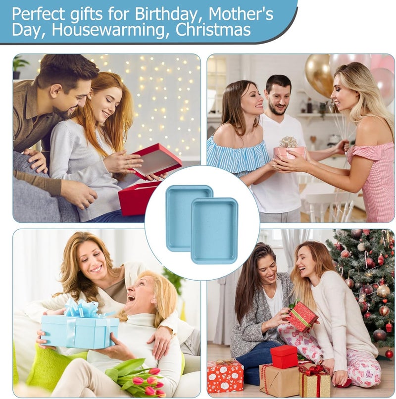 Barlket 9x13 Baking Pan Set of 2, Nonstick 13 x 9 Cake Pan for Oven, Deep Rectangle Pan for Brownies, Lasagna, Roasting, Blue Carbon Steel Bakeware Gift - Image 3