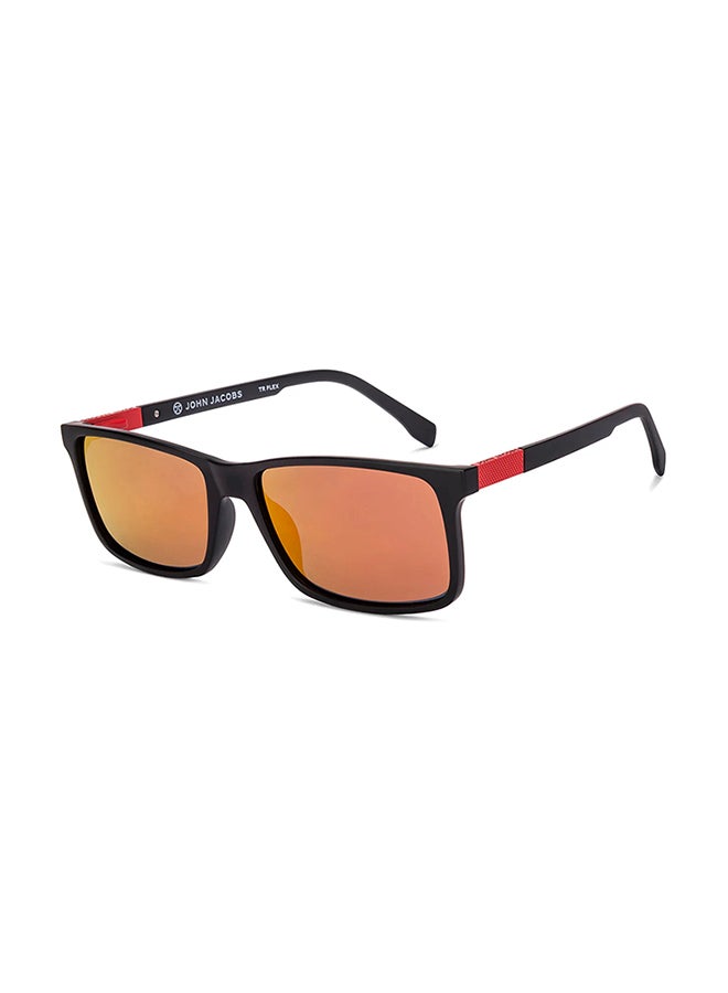 John Jacobs Unisex John Jacobs | Black - Brown | Full Rim Rectangular Stylish & Premium UV Protected Sunglasses | Reflectors | 100% UV Protection (UV 400) | Men & Women | Extra Wide | JJ S70036 - Image 1
