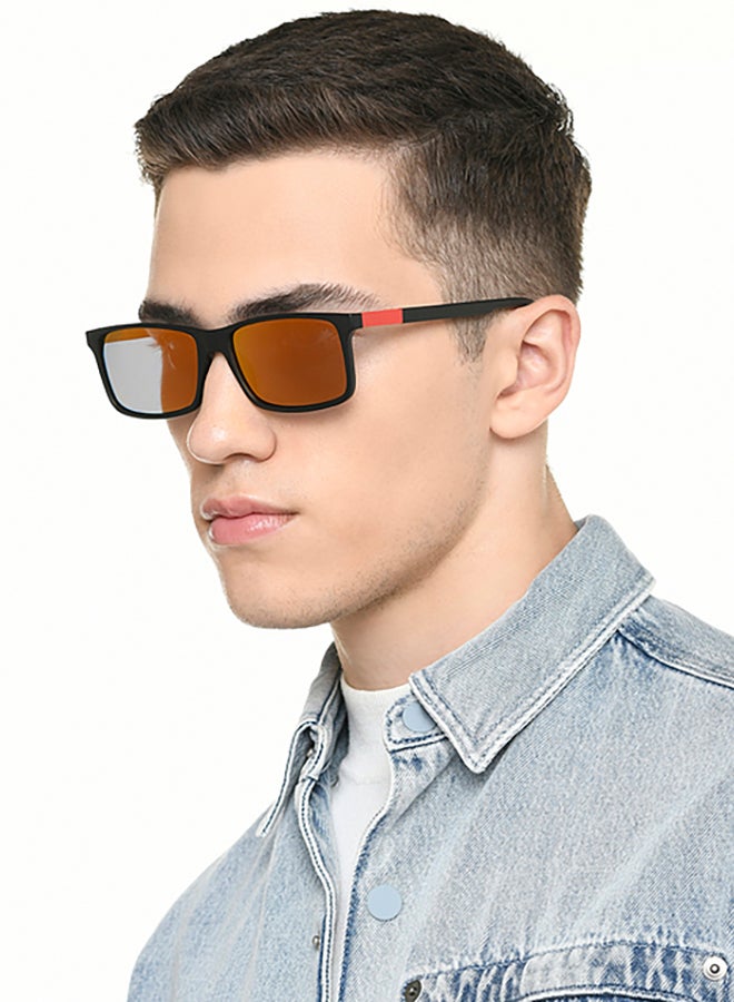 John Jacobs Unisex John Jacobs | Black - Brown | Full Rim Rectangular Stylish & Premium UV Protected Sunglasses | Reflectors | 100% UV Protection (UV 400) | Men & Women | Extra Wide | JJ S70036 - Image 3