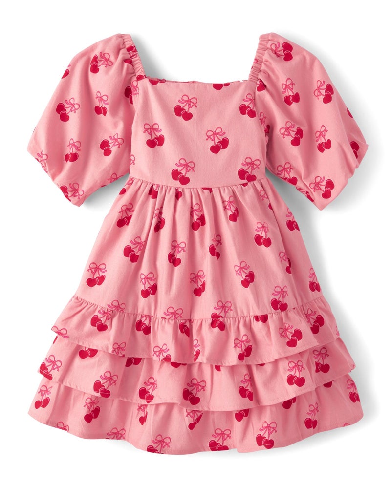 GYMBOREE جمبورى, فتيات, وفساتين كاجوال متعددة الطبقات للأطفال, كرز, 8 - Image 1