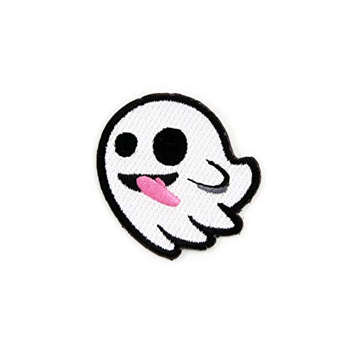 Winks For Days Flying Ghost with Stuck-Out Tongue Embroidered Iron-On Patch - Image 1