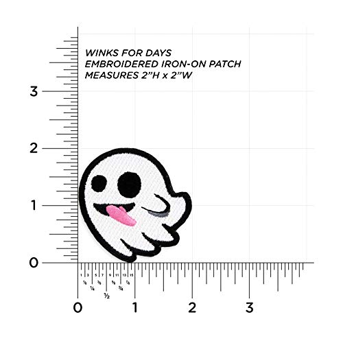 Winks For Days Flying Ghost with Stuck-Out Tongue Embroidered Iron-On Patch - Image 3