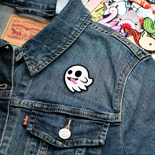 Winks For Days Flying Ghost with Stuck-Out Tongue Embroidered Iron-On Patch - Image 2