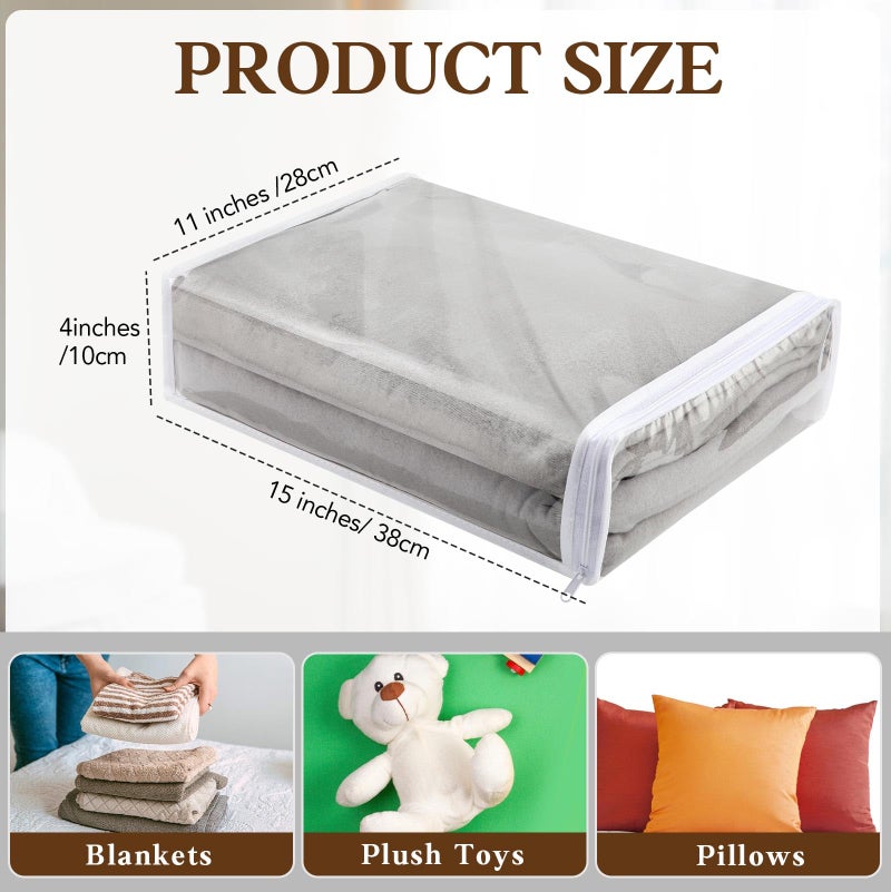 Riakrum 50 Pack Clear Vinyl Zippered Storage Bags 14.5 x 11 x 4 Inch Large Plastic Storage Bags for Home Blankets Bed Sheet Pillow Clothes Sweater - Image 3