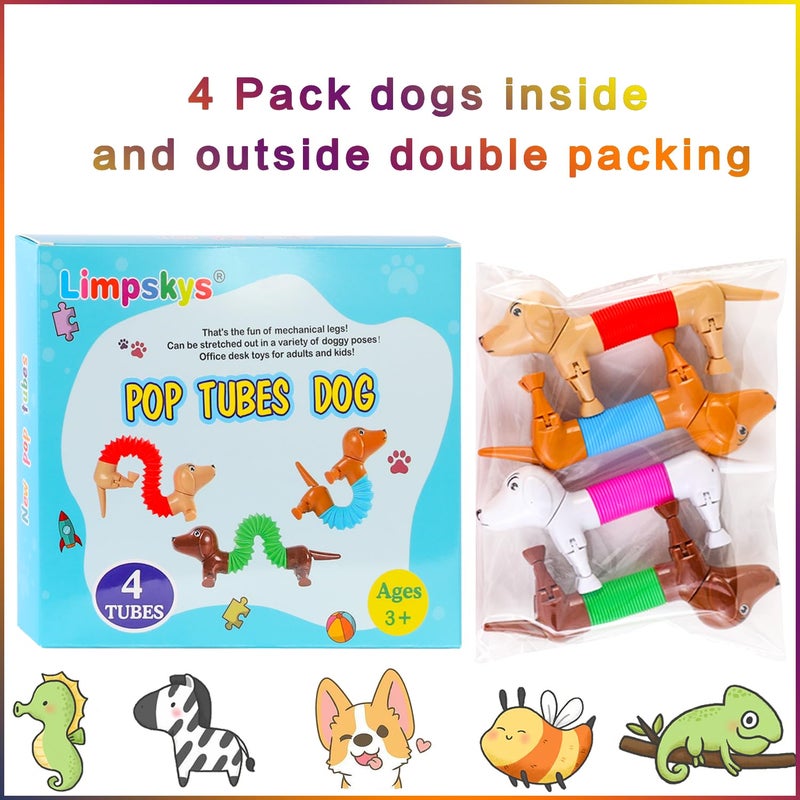 Limpskys Dog pop Tubes fidgets, Easter Egg Stuffers, Sensory Toys for Kids 5-7, fidgets for Toddler, Easter Basket , Easter Egg fillers,ï¼ˆ4 Pack Dogï¼‰ - Image 5