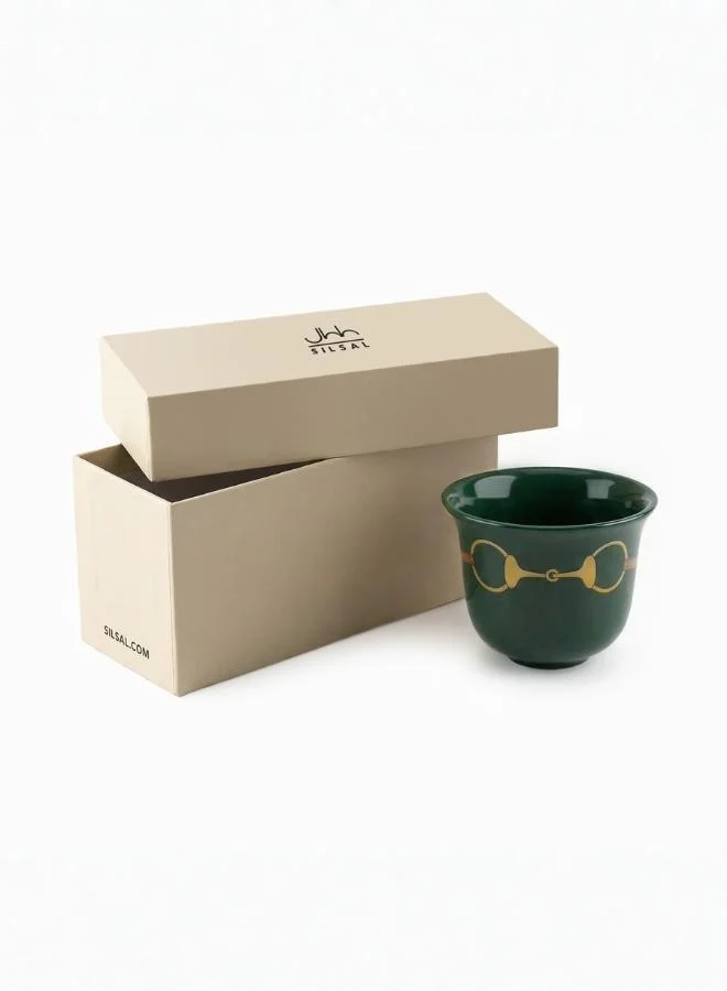 Silsal Set of 2 Fares Arabic Coffee Cups - Olive Green
