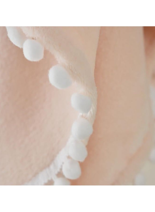Moro Moro Soft Fleece Baby Blanket with White Pom-Poms – Lightweight & Cozy - Image 3