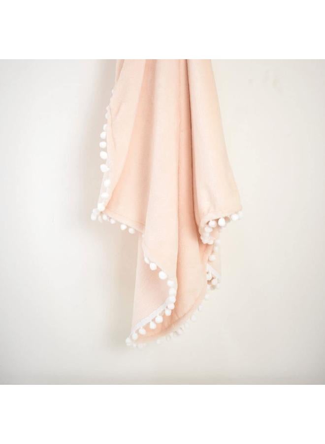 Moro Moro Soft Fleece Baby Blanket with White Pom-Poms – Lightweight & Cozy - Image 1
