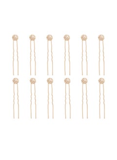 Ammei Headpiece Crystal Bridal Hair Pins Clips Wedding Hair Accessories Hair Set Jewelry With Rhinestone For Brides and Bridesmaids Set Of 12 Gold 