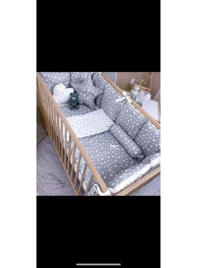 Pure Cotton Anti-Collision Crib Bedding Set (7 Pieces)