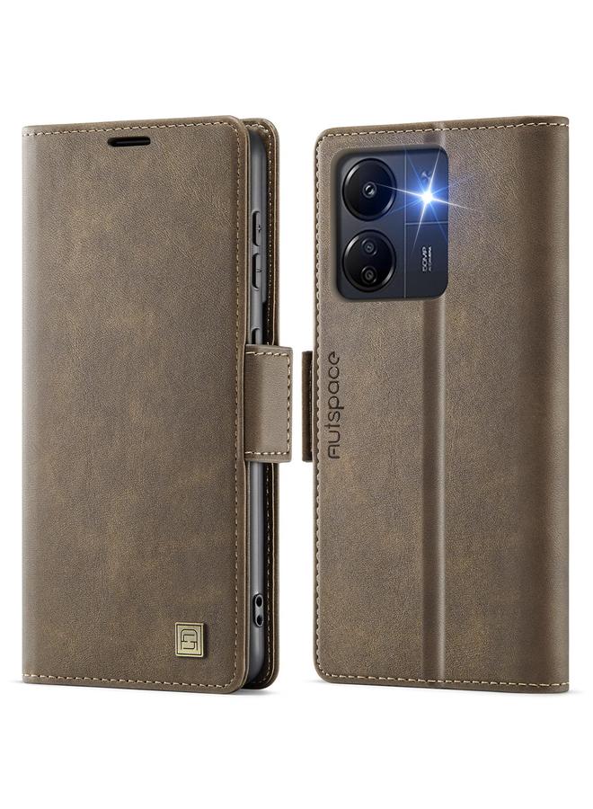 Case For Xiaomi Poco C65 4G A11 Side Buckle MagSafe Magnetic RFID Phone Leather Case