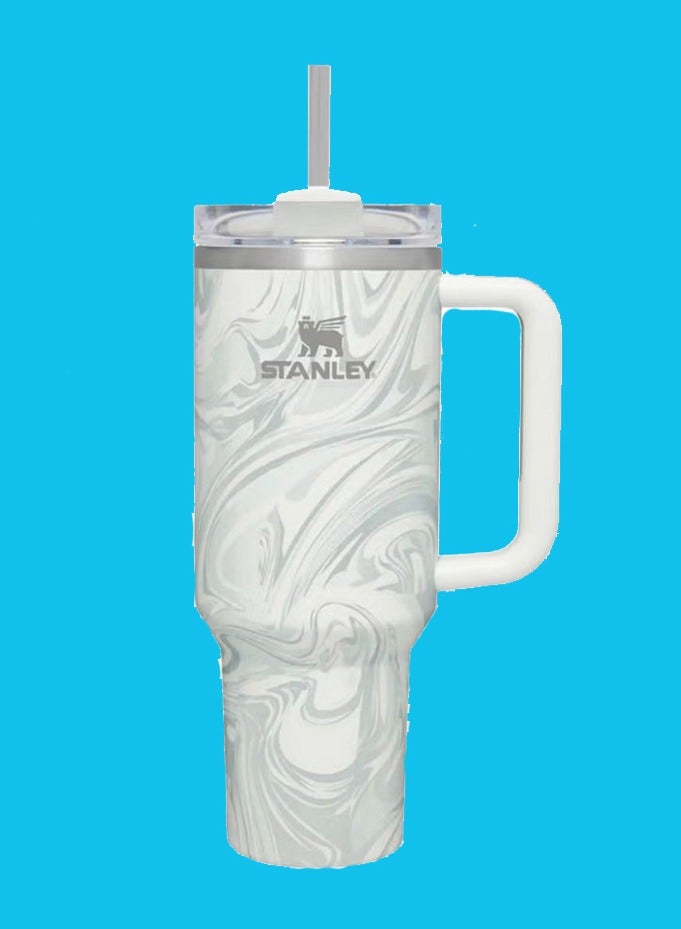 Stanley Quencher H2.0 FlowState 40oz Vacuum Insulated Tumbler – Leakproof Travel Mug with Reusable Lid & Straw – Double-Walled Stainless Steel for Water, Coffee, Smoothies & Iced Tea – Keeps Drinks Hot or Cold for Hours – Durable, BPA-Free, Stylish – Rose Quartz Swirl - Image 1