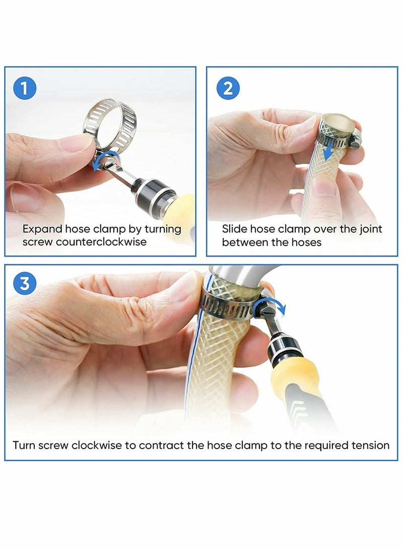 Hose Clamp Set, Adjustable 304 Stainless Steel Worm Gear Hose Clamps for Pipe, Intercooler, Plumbing, Tube, Fuel Line, Automotive and Mechanical Applications (20 Pcs, 32-44 Mm) - Image 3