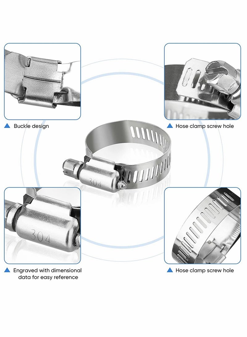 Hose Clamp Set, Adjustable 304 Stainless Steel Worm Gear Hose Clamps for Pipe, Intercooler, Plumbing, Tube, Fuel Line, Automotive and Mechanical Applications (20 Pcs, 32-44 Mm) - Image 5