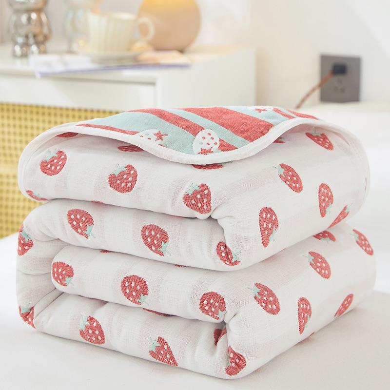 100% Cotton Lightweight Summer Baby Blanket (Strawberry) 