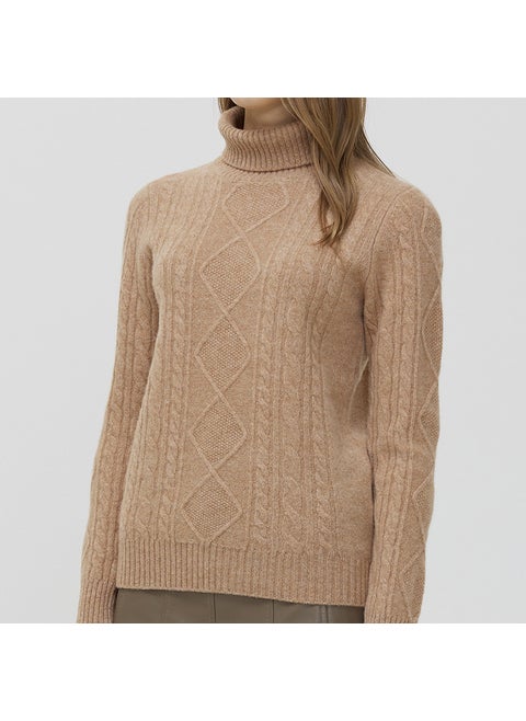 Autumn and winter New woolen sweater womens high lapel pullover sweater plus size thickened simple all-match twisted sweater wholesaleGolden camel Golden camel