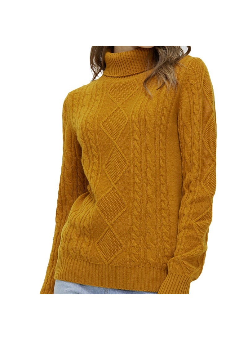 Generic - Autumn and winter New woolen sweater womens high lapel pullover sweater plus size thickened simple all-match twisted sweater wholesaleGolden camel Golden camel - Image 1