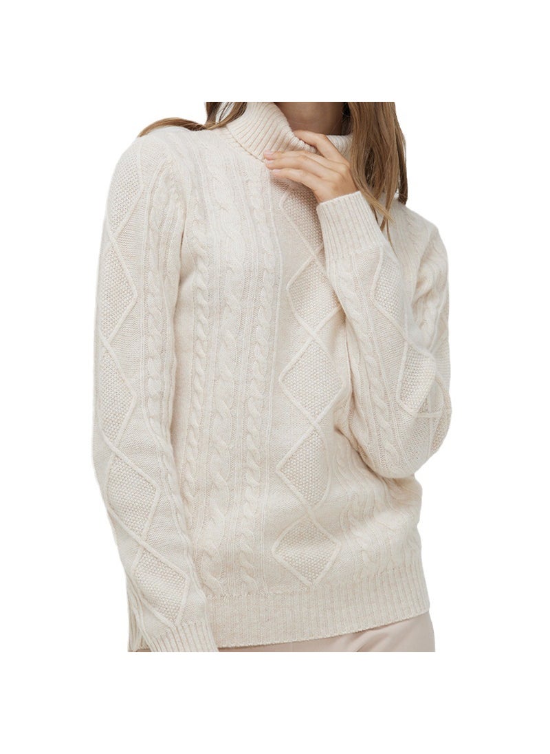 Generic - Autumn and winter New woolen sweater womens high lapel pullover sweater plus size thickened simple all-match twisted sweater wholesaleGolden camel Golden camel - Image 1