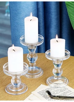 Glass Candle Holder Set of 3, Clear Crystal Candlestick Holders for Pillar Taper Candle and Tealight, for Home Dinner Table Home Decor - pzsku/Z90C993540126E70648C7Z/45/_/1688553571/d4dc6984-754a-45dc-874f-517eb53501a3