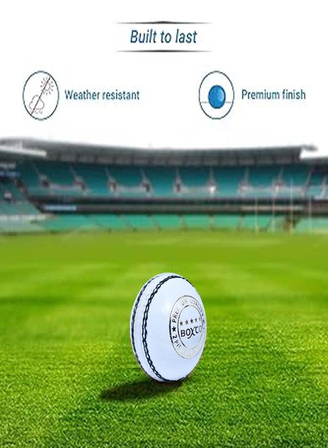 BOXCO Premium Hand Stiched Two Piece Cricket Leather Ball for T20, One Day and Club Matches (Pack of 2) (White & Red) - Image 4