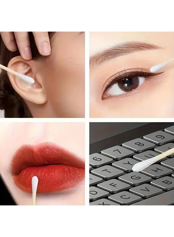 1000 قطعة مسحات هيبوالرجينيك مزدوجة الاستخدام لتنظيف الأذن والمكياج أعواد خشبية قابلة للتصرف - Image 3