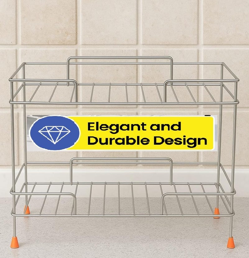CR18 COLLECTION Stainless Steel Tabletop Spice Rack Countertop 2-Tiered Shelf 2 Layer For Your Home & Kitchen Spices And Masala Rack Special Countertop Pack Of One - Image 4