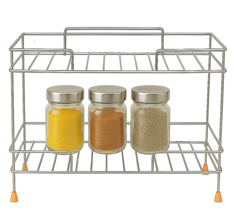CR18 COLLECTION Stainless Steel Tabletop Spice Rack Countertop 2-Tiered Shelf 2 Layer For Your Home & Kitchen Spices And Masala Rack Special Countertop Pack Of One - Image 1