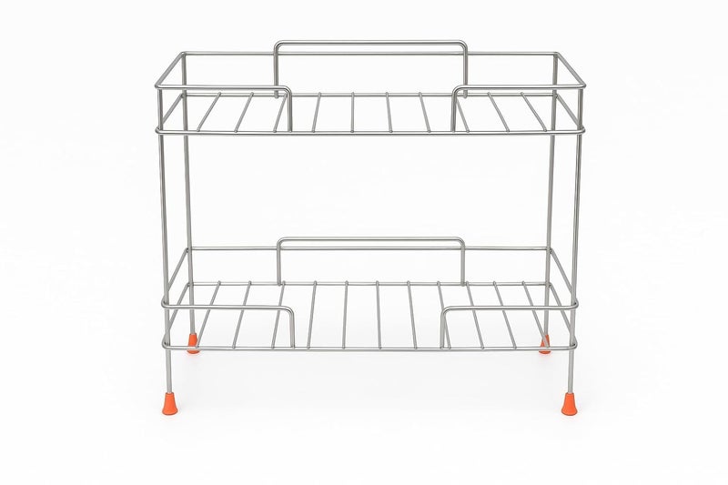 CR18 COLLECTION Stainless Steel Tabletop Spice Rack Countertop 2-Tiered Shelf 2 Layer For Your Home & Kitchen Spices And Masala Rack Special Countertop Pack Of One - Image 2