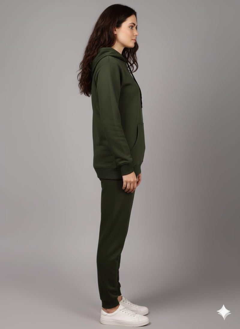 Mack Jonney Solid Track Suit for Women | Co-ord Set | Warm Fleece Tracksuit Set | Full Sleeve Hoodie-M5159 - Image 3